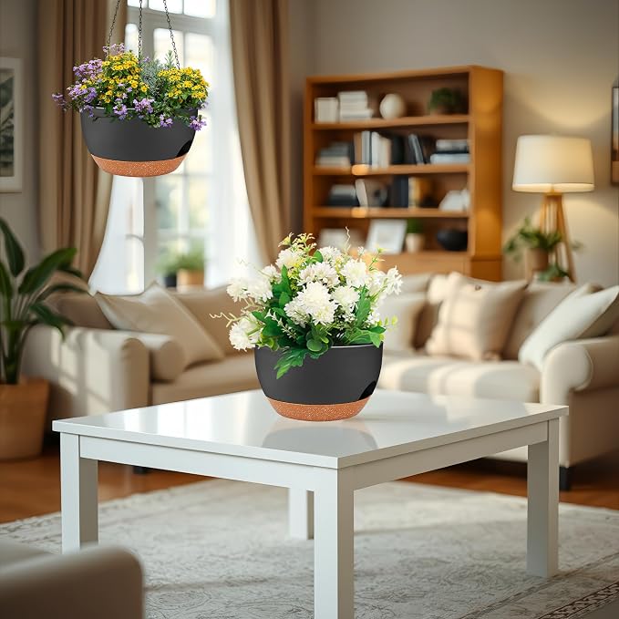 2 Pack 12 Inch Self Watering Hanging Planters - Image 8