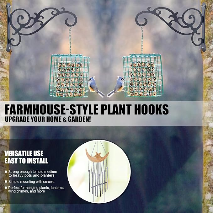 Hanging Planter Hooks 8-Inch 2 Pcs, Outdoor Hanging Brackets Wall Hook Heavy - Image 4