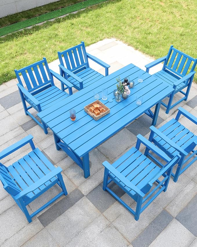 7 Pieces HDPE Outdoor Dining Set, Patio Dining Set - Image 2