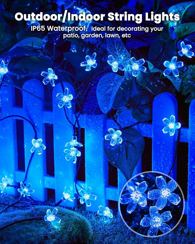 Brightown 2 Pack Total 52FT 120 LED Solar Flower String Lights - Image 4