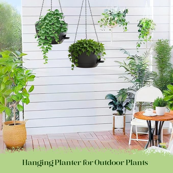 2 Pack 10 Inch Self Watering Hanging Planters - Image 4