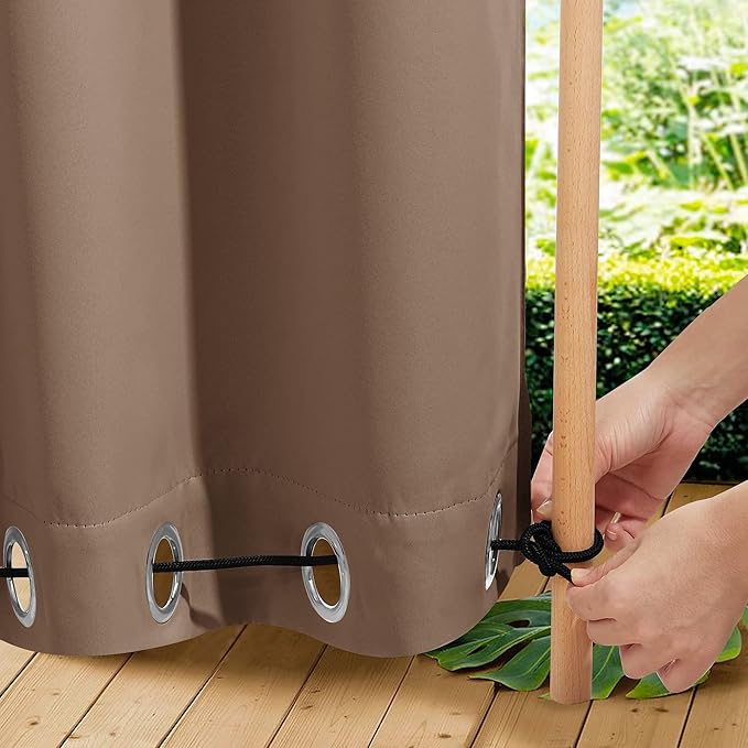 NICETOWN 2 Panels Waterproof Outdoor Curtains Fixed Grommet & Back Tab on Top & by NICETOWN