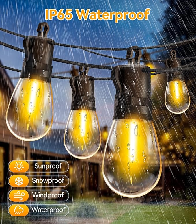 Outdoor String Lights Patio LED Light Outside - 45M 43+2 S14 LED 150ft Porch - Image 4