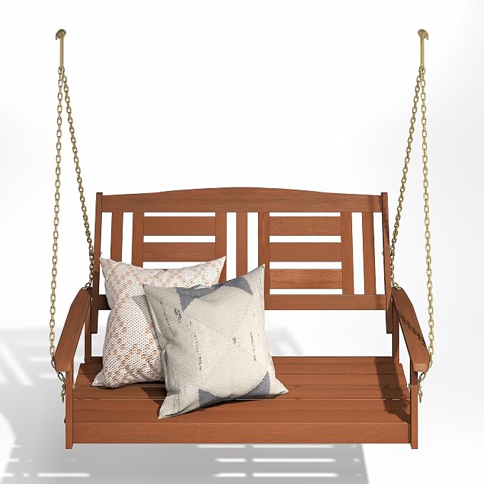 Furinno TIOMAN Porch Swing, 2-Seater Outdoor Hanging Wooden Swing - Image 4