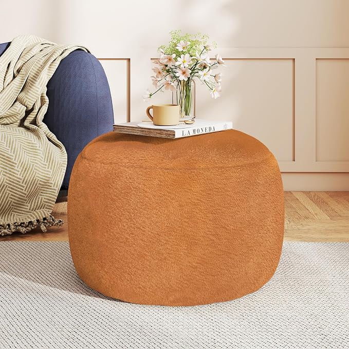 Round Stuffed Pouf Ottoman for Foot Rest, A Round Modern Foam Filled Poufs by Gericco