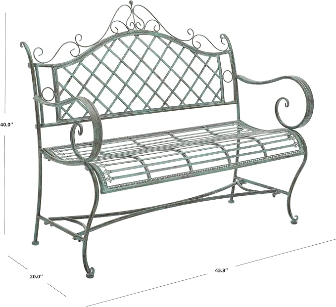 SAFAVIEH Outdoor Collection Abner Victorian Antique Dark Green Wrought Iron - Image 3