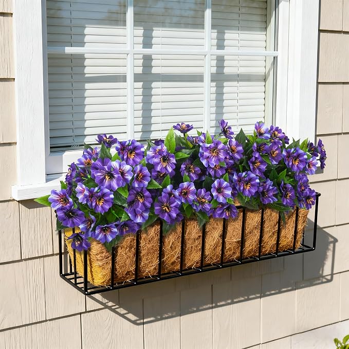 Fake Artificial Flowers for Outdoors Decoration, 4 Bundles Silk Faux Spring - Image 4