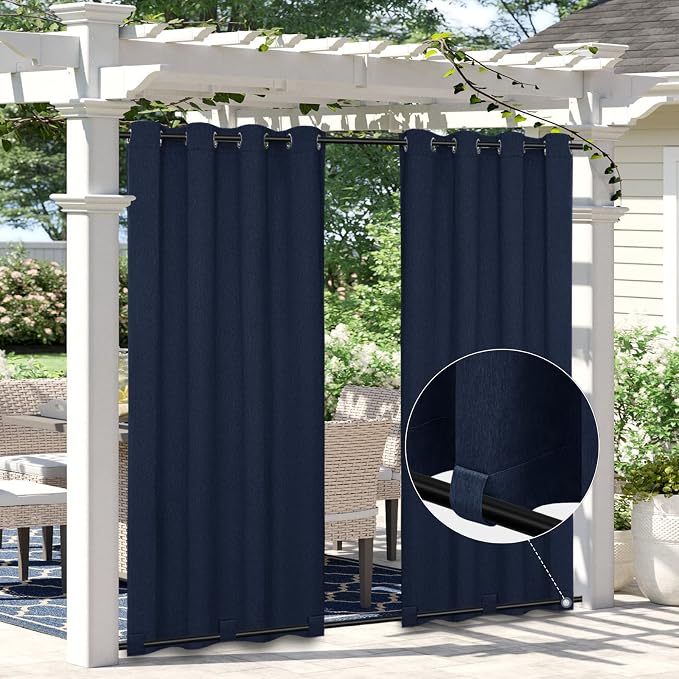 Easy-Going Linen Look Outdoor Curtains Waterproof Windproof Porch Curtains by Easy-Going