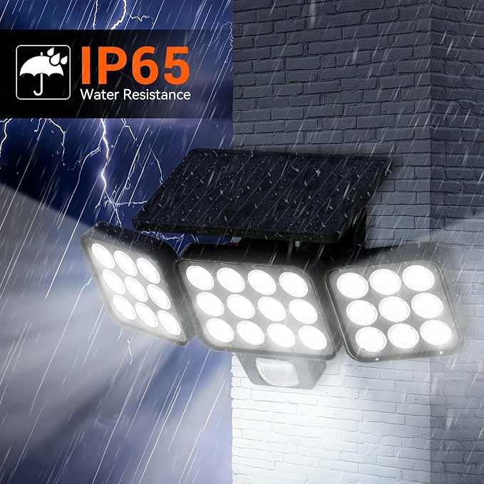 WdtPro Solar Lights Outdoor Flood Light, 3500LM Bright Motion Sensor Outdoor - Image 5
