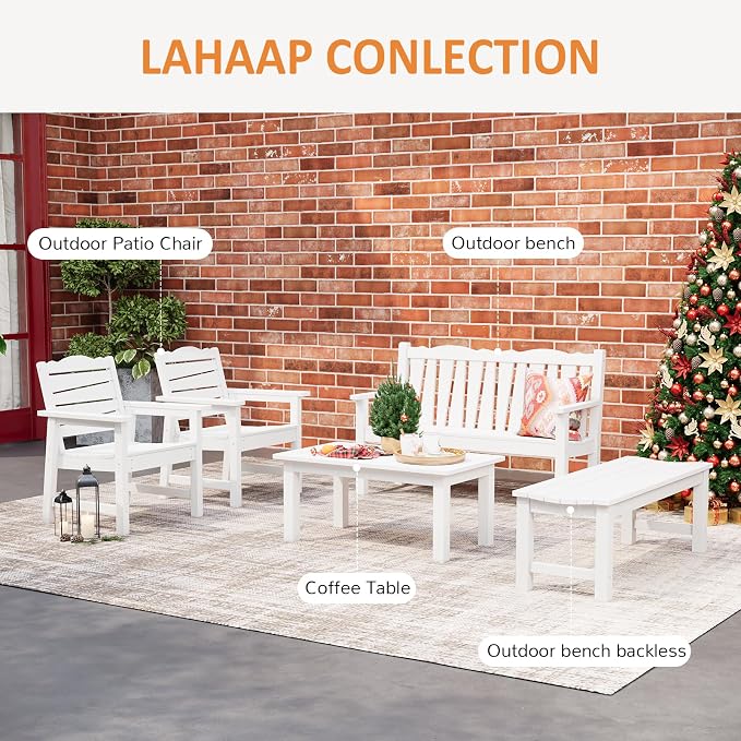Outdoor Bench, 2-Person Patio Backless Bench Holds up to 800lbs, Weatherproof - Image 7