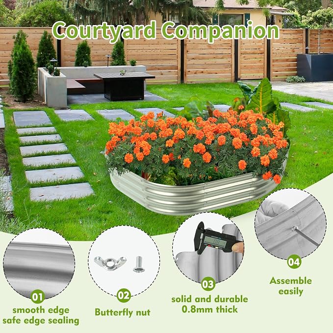 Oval Galvanized Planter Box, Metal Raised Garden Bed - Image 2