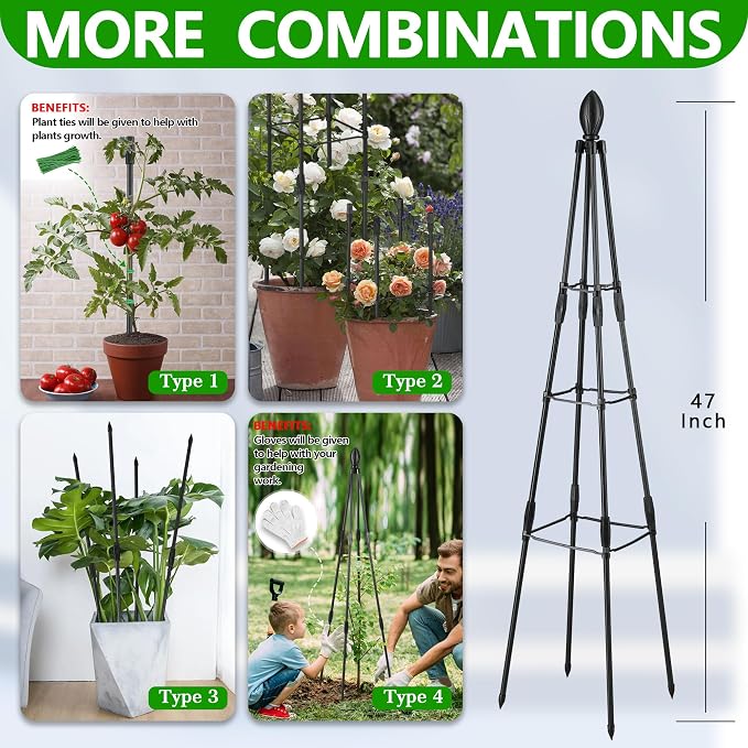 2 Pack Garden Trellis for Climbing Plants, Garden Trellis Rustproof Plastic - Image 2