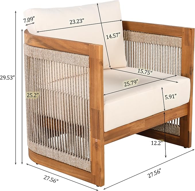 Christopher Knight Home Nesbit 4 Pieces Conversation Set, Acacia Wood Chat Set - Image 8