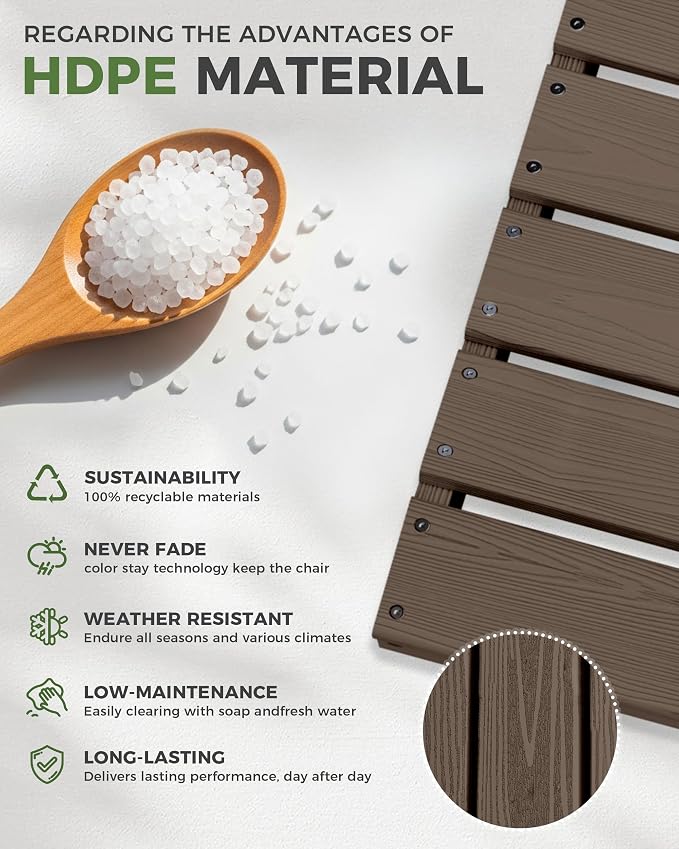 Oversized Outdoor Rocking Chair, HDPE All Weather Resistant Rocking Chairs - Image 9