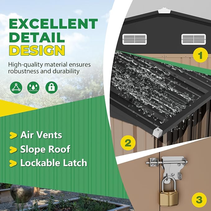 Devoko 10 x 10 FT Outdoor Storage Shed, Metal Garden Sheds & Outdoor Storage - Image 4