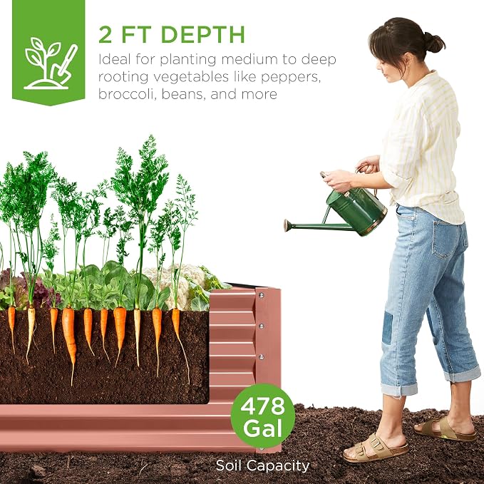 Best Choice Products 8x4x2ft Outdoor Metal Raised Garden Bed, Deep Root Planter - Image 3