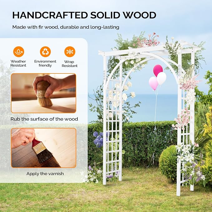VINGLI 85in Wooden Arbor, Wedding Arch - Image 4