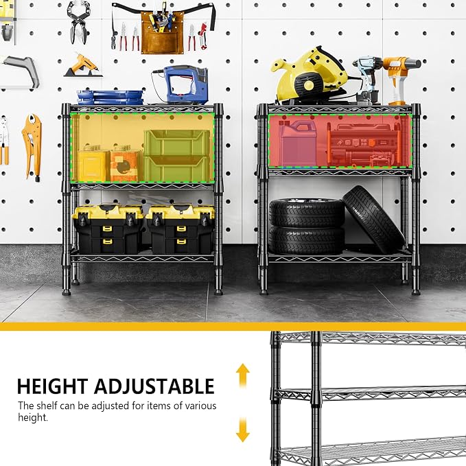 750 lbs 3 Tier Shelf Metal Storage Shelves Wire Rack Closet Organizers - Image 8