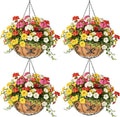 4 Pack 14 Inch Hanging Baskets for Plants Outdoor Metal Hanging Planter Hanging by Qusuxi