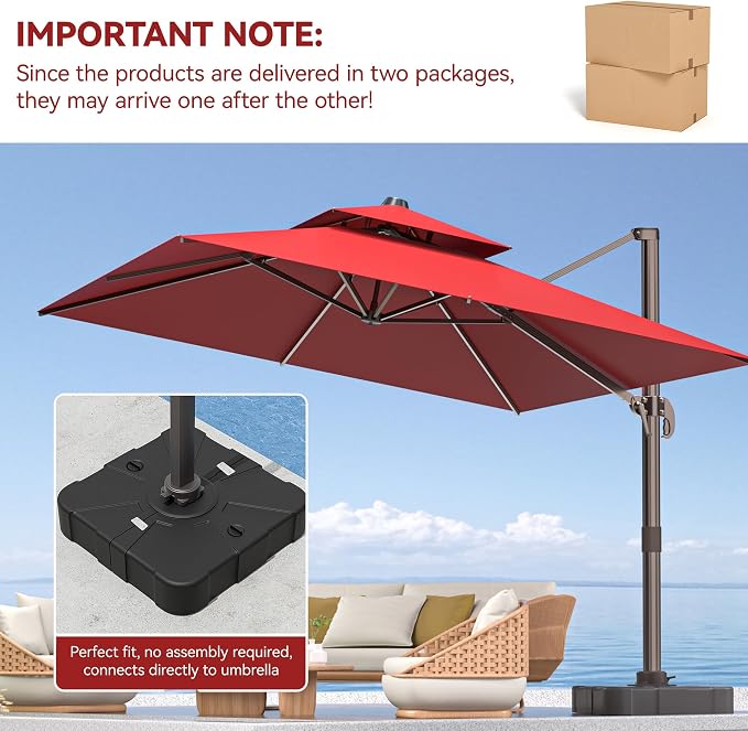 9' X 12' Cantilever Outdoor Patio Umbrellas - Image 2