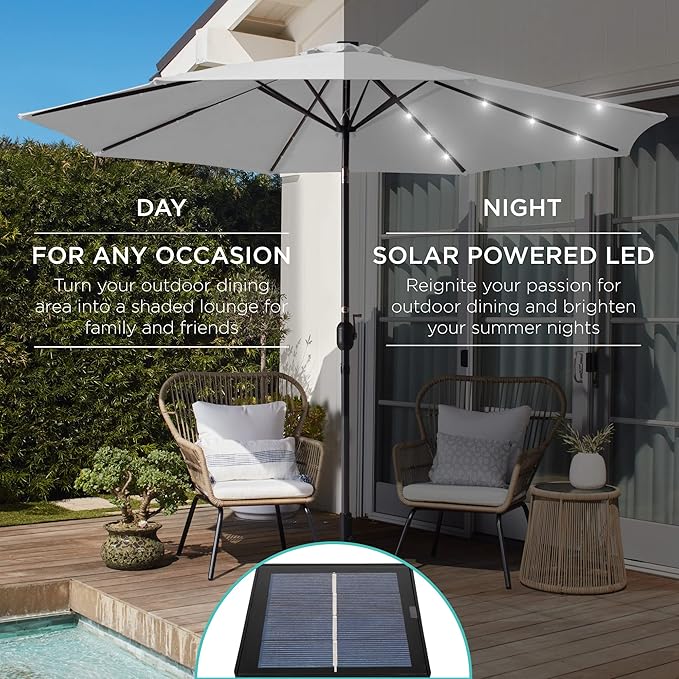 Best Choice Products 10ft Solar Polyester LED Lighted Patio Umbrella w/Tilt - Image 3