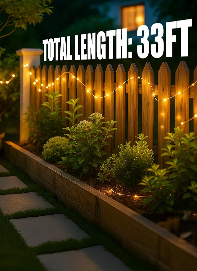 Minetom Solar String Lights for Outside, 33Ft 100 LED Outdoor Solar Fairy Lights - Image 6