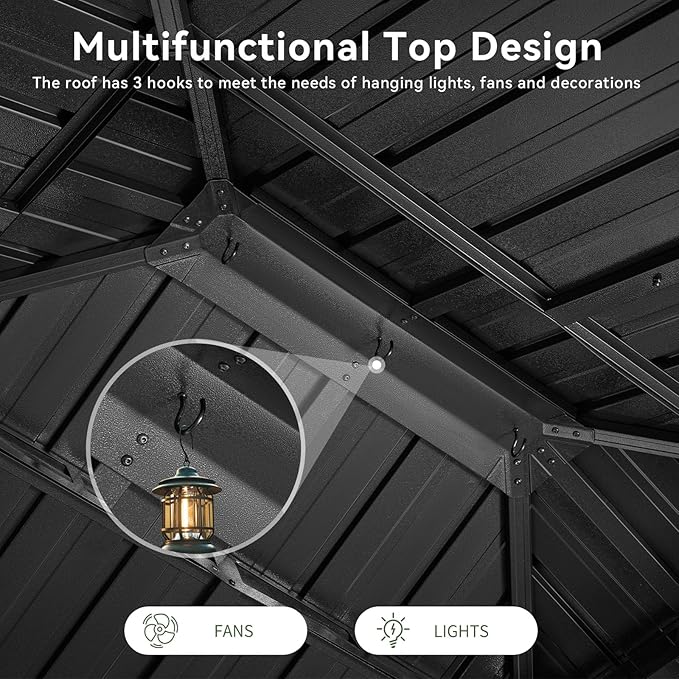 Aoxun 12'x14' Hardtop Gazebo, Aluminum Frame Canopy - Image 8