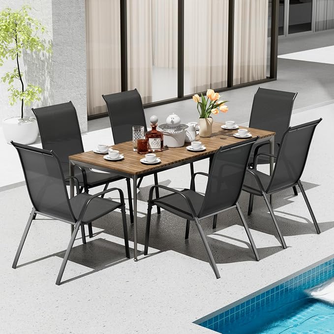 TLSUNNY Patio Chairs, Stackable Textilene Outdoor Dining Furniture - Image 2