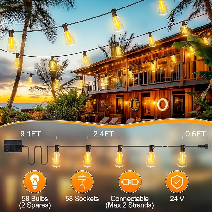 Outdoor String Led Patio Lights - 150Ft 45M Outside Waterproof Light - Image 7