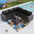 Kullavik Outdoor Patio Furniture Set 6 Pieces Sectional Rattan Sofa Set Brown by KULLAVIK