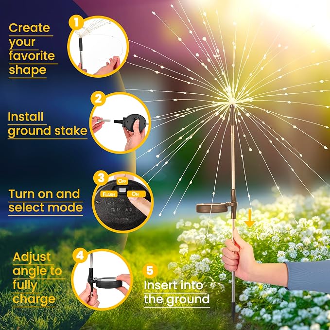 GIGALUMI Garden Decor Outdoor Lights 120LED 6Pack, Solar Garden Lights - Image 8