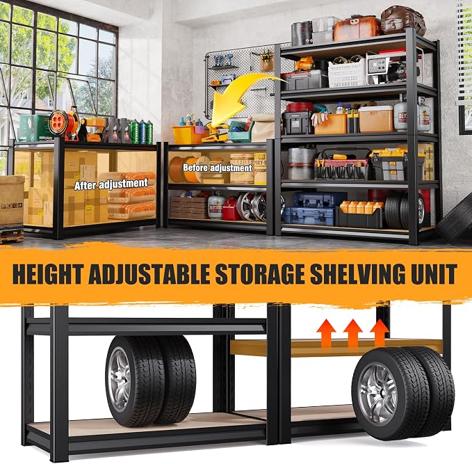 71.2" H Garage Shelving Heavy Duty Storage Shelves, Metal Adjustable Shelving - Image 7