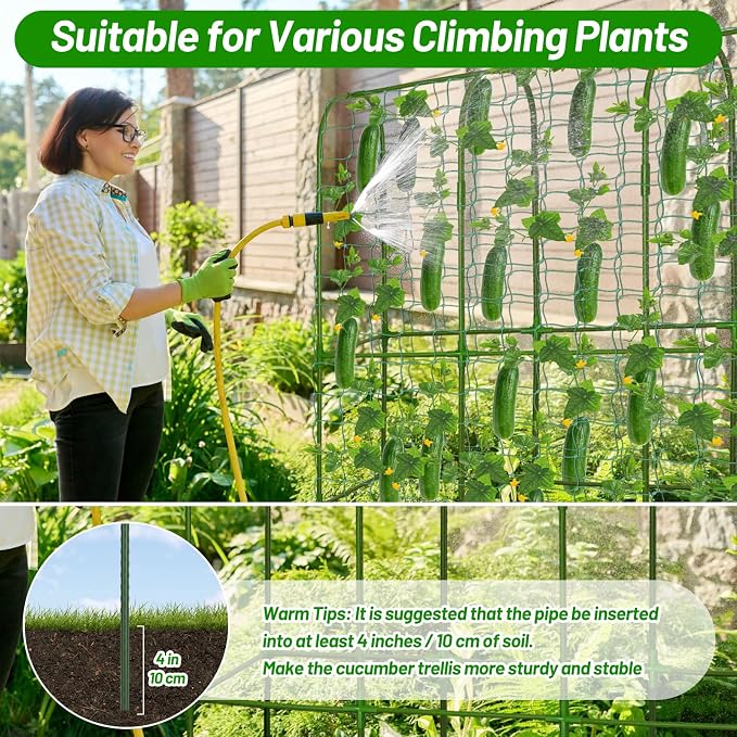 U-Shape Cucumber Trellis with Fabric Raised Garden Bed 65x50 Inch Metal Garden - Image 4