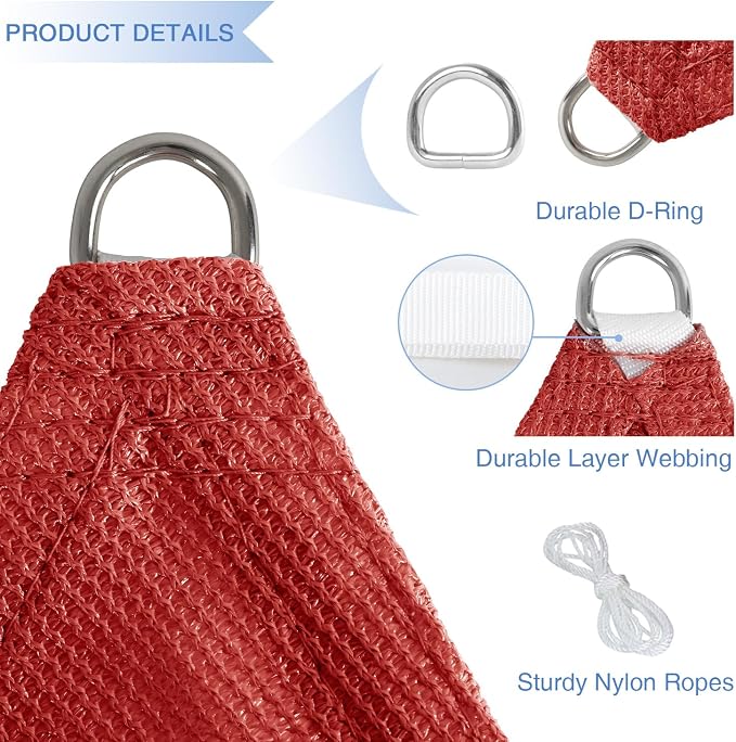 E&K Sunrise 19' x 19' x 19' Sun Shade Sail Triangle Canopy Shade Cover UV Block - Image 4