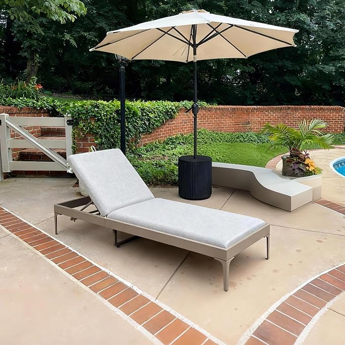 PURPLE LEAF 1 Piece Outdoor Chaise Lounge Aluminum Adjustable Patio Lounger by PURPLELEAF
