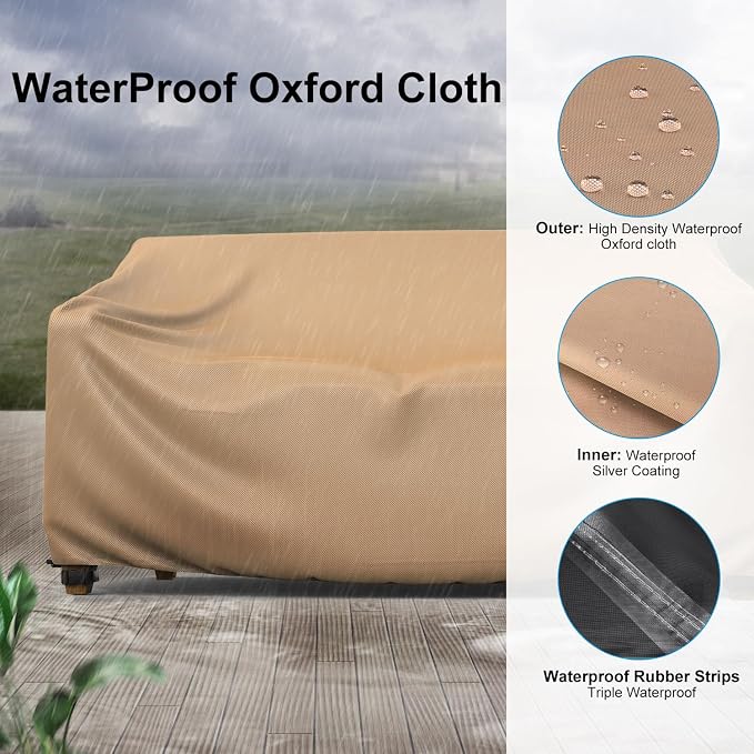 Mrrihand Heavy Duty Patio Sofa Cover, 3-Seater Outdoor Sofa Loveseat Cover - Image 4