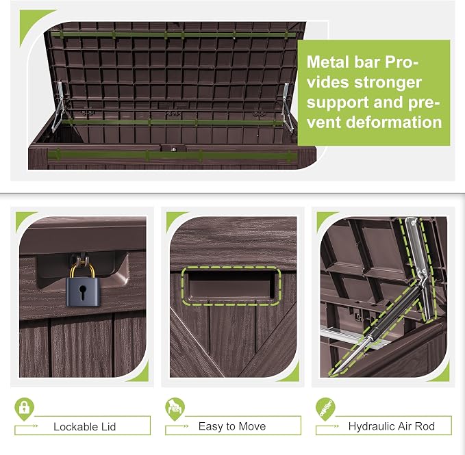 Greesum 120 Gallon Deck Box, Resin Outdoor Storage Container - Image 5