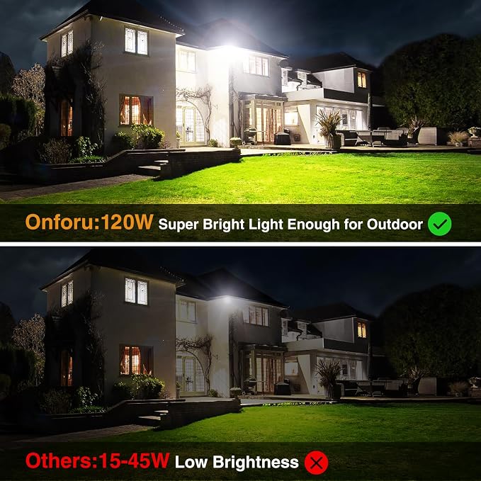 Onforu 120W LED Flood Light Outdoor, 12000LM Security Lights, IP66 Waterproof - Image 5