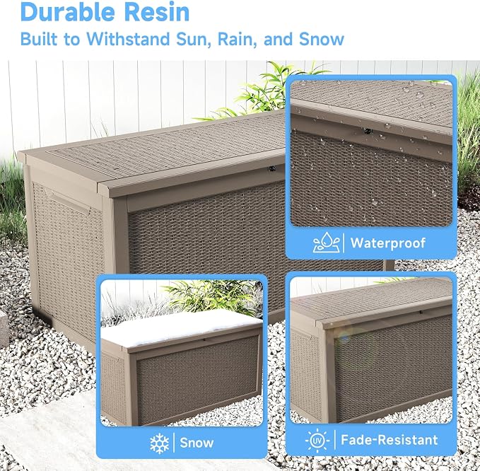310 Gallon Lockable Outdoor Storage Box – Waterproof Resin Deck Box - Image 4