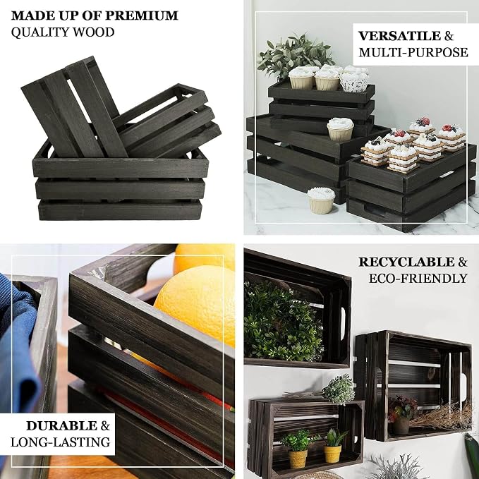 Efavormart Set of 3 Brown Rustic Wooden Nesting Crates - Image 4