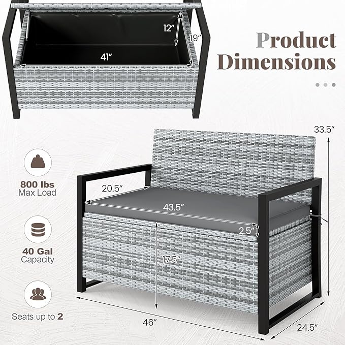 Tangkula 40 Gallon Outdoor Bench - Image 3