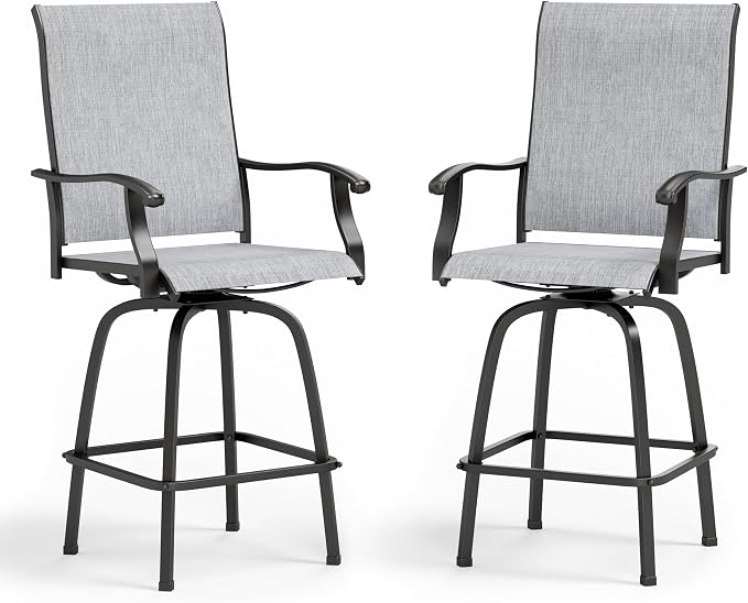 MFSTUDIO Outdoor Bar Stools Set of 2, Swivel Bar Height Patio Chairs Outdoor by MFSTUDIO