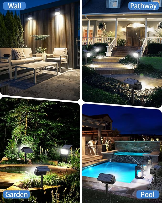Fabrito Large Solar Spot Lights Outdoor 2 Pack, 1000 Lumens High Brightness - Image 9