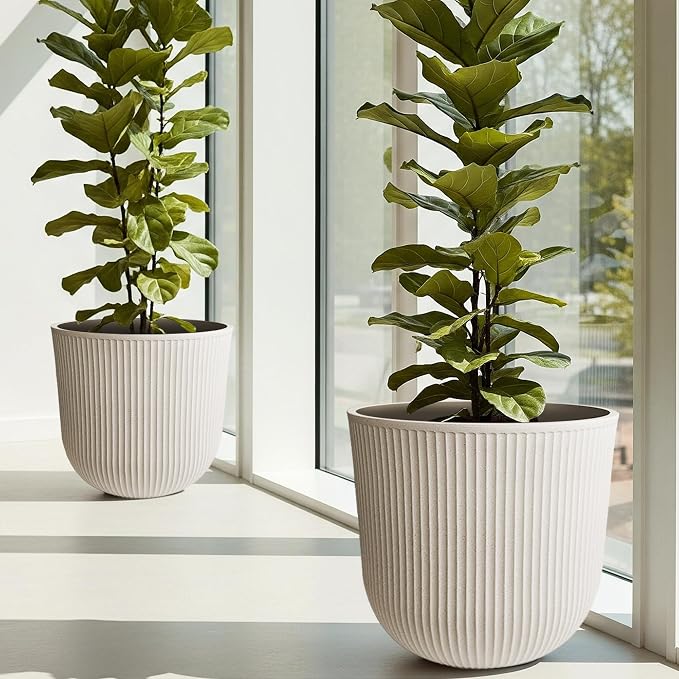 WORTH Garden Round Large Planter Pot Set of 2-17.5" Dia x 15.5" H - Image 2