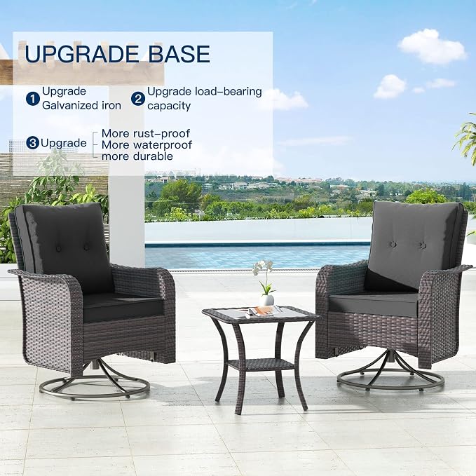 Kullavik 13 Pieces Outdoor Patio Furniture Set, PE Wicker Rattan Sectional Sofa - Image 6