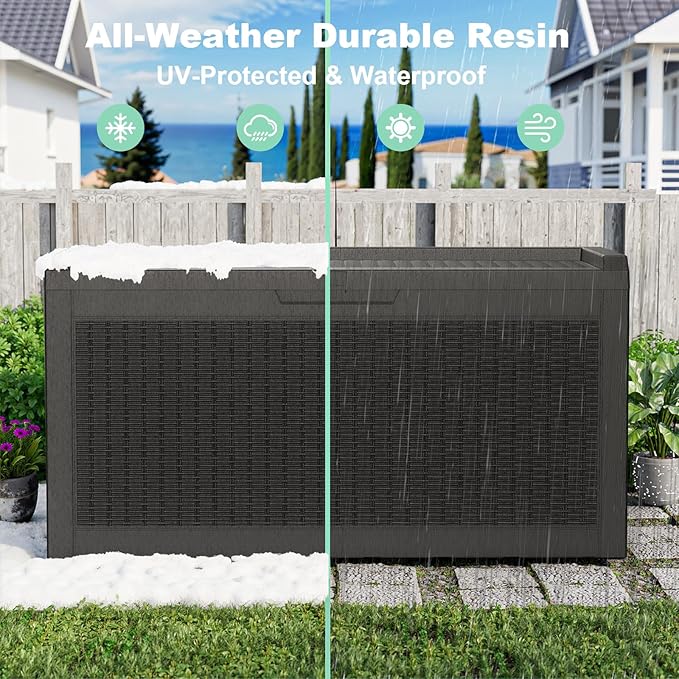 DRATO 60 Gallon Deck Box, Waterproof Resin Large Outdoor Storgae Box - Image 7