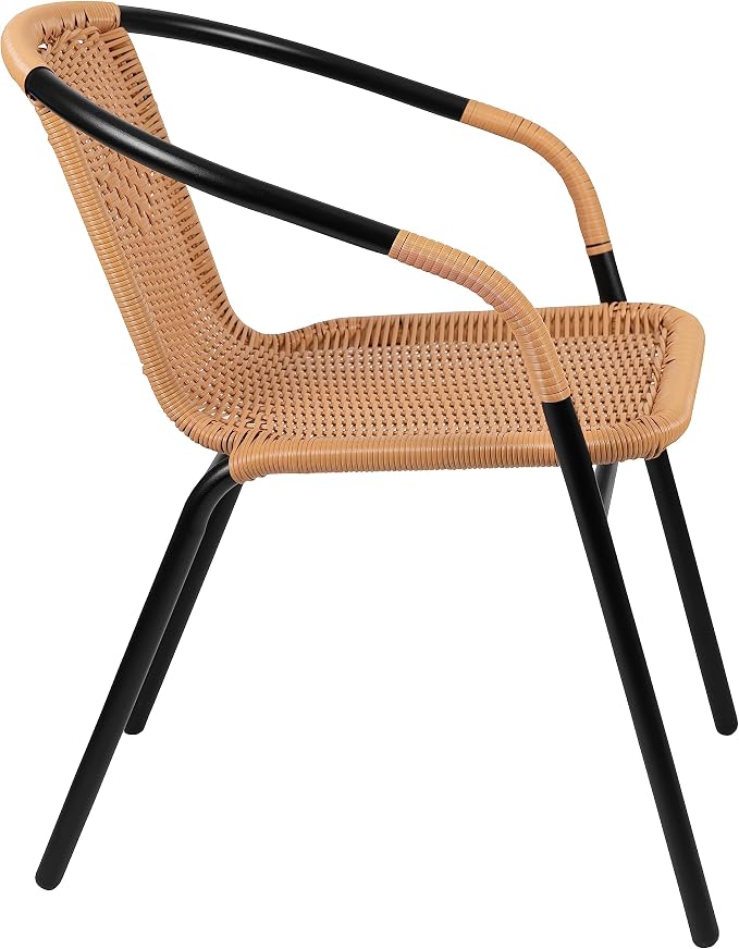 EMMA + OLIVER Set of 4 Modern Rattan Indoor/Outdoor Stack Chairs, Stacking - Image 8