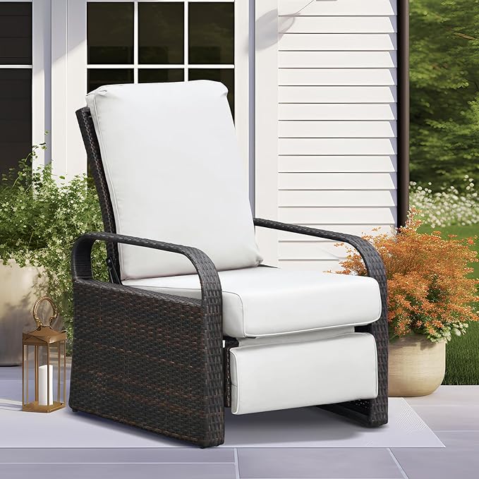 ART TO REAL Outdoor Recliner, Automatic Adjustable Wicker Lounge Recliner Chair by ATRARTTOREAL