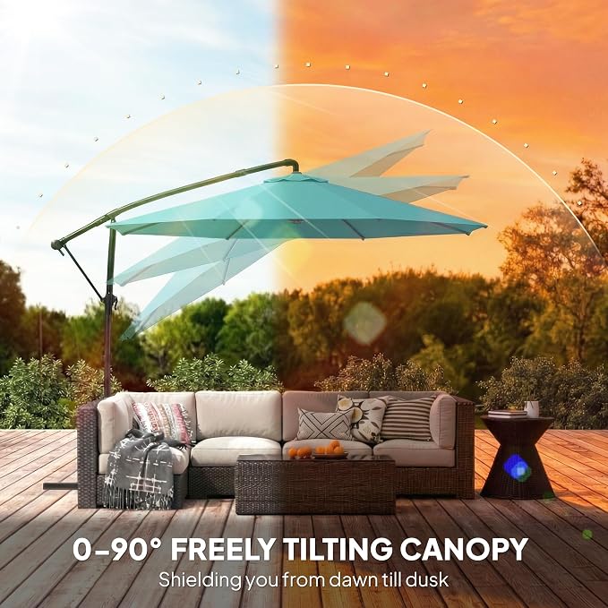 Outsunny 10 ft Offset Patio Umbrella - Image 4