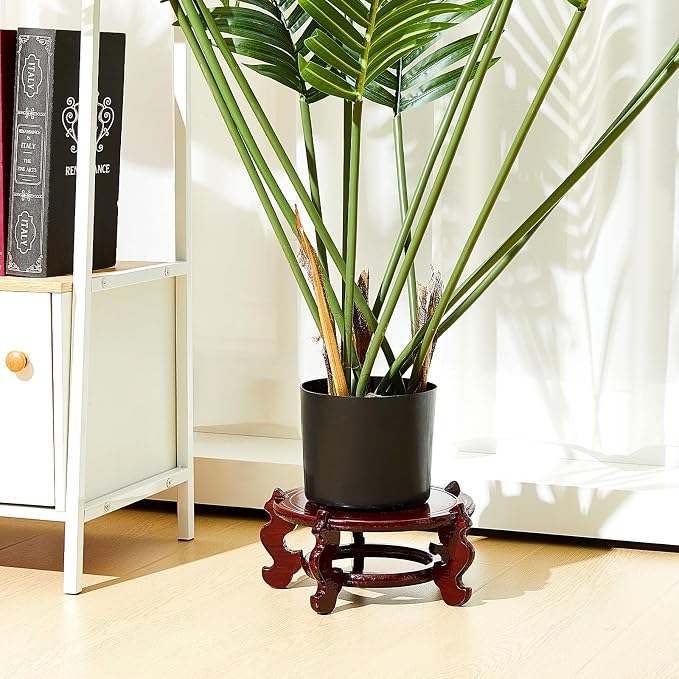 Geetery 2 Pcs 4 to 12 in Wooden Plant Stands Indoor Chinese Oriental Plant Stand - Image 4
